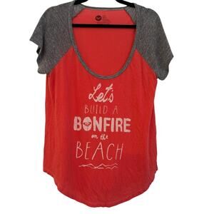 Roxy Women’s Graphic Short Sleeve T Shirt Size L Dark Coral and Gray